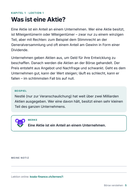 Leseprobe aus Mini-Heft 2: Was ist eine Aktie?
