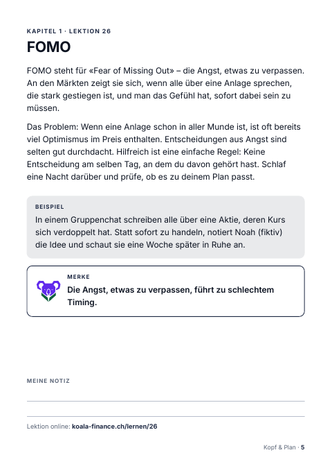 Leseprobe aus Mini-Heft 5: FOMO